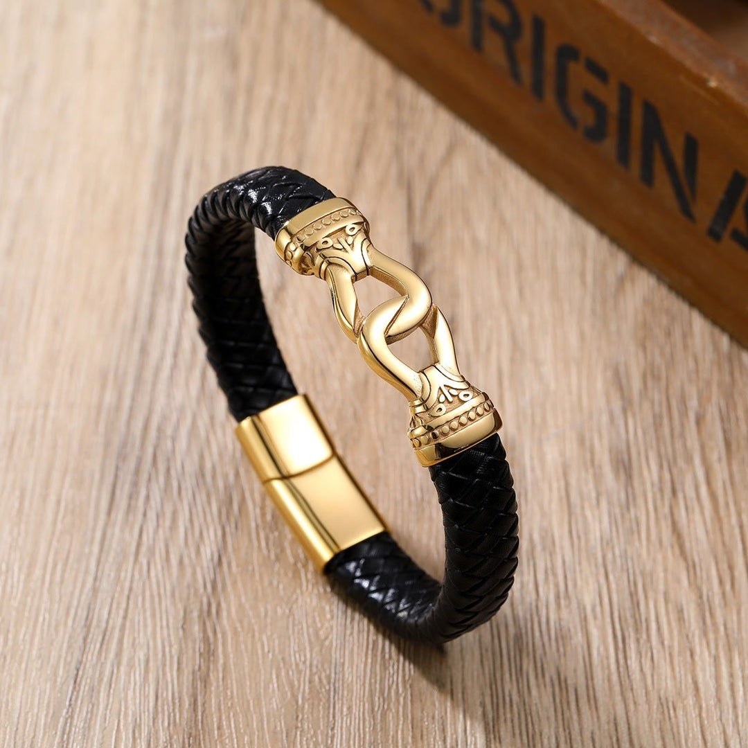 WorldNorse Magnetic Clasp Braided Leather Bracelet