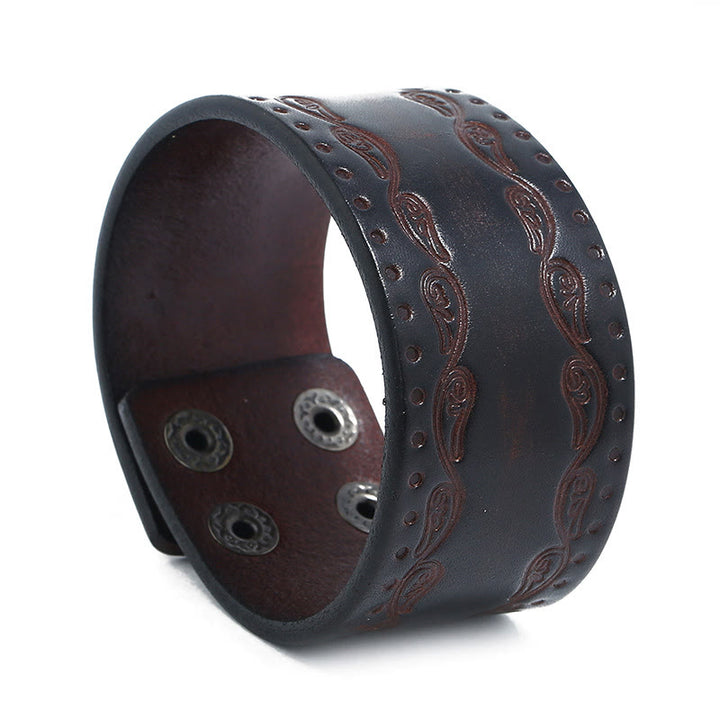 WorldNorse Nordic Totem Genuine Leather Bangle Bracelet - image 5