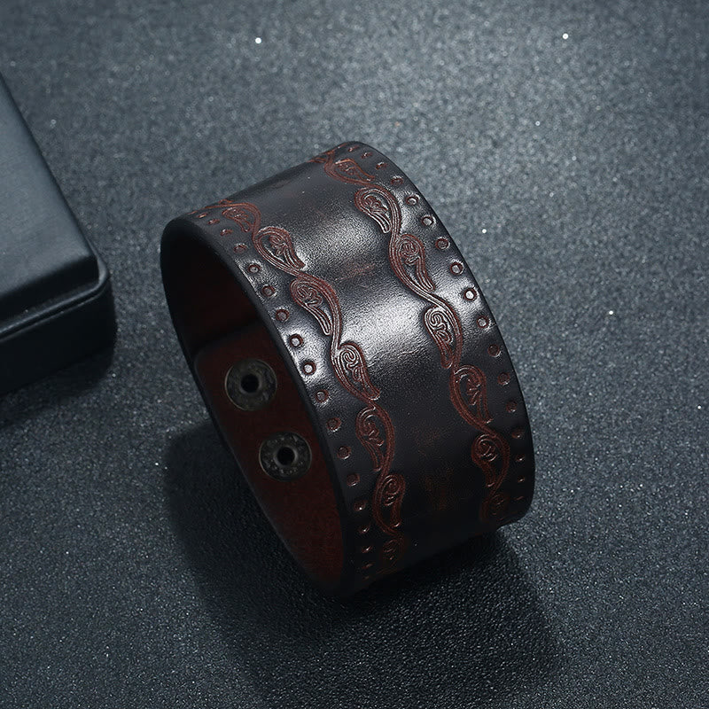 WorldNorse Nordic Totem Genuine Leather Bangle Bracelet - 23.5cm - image 0