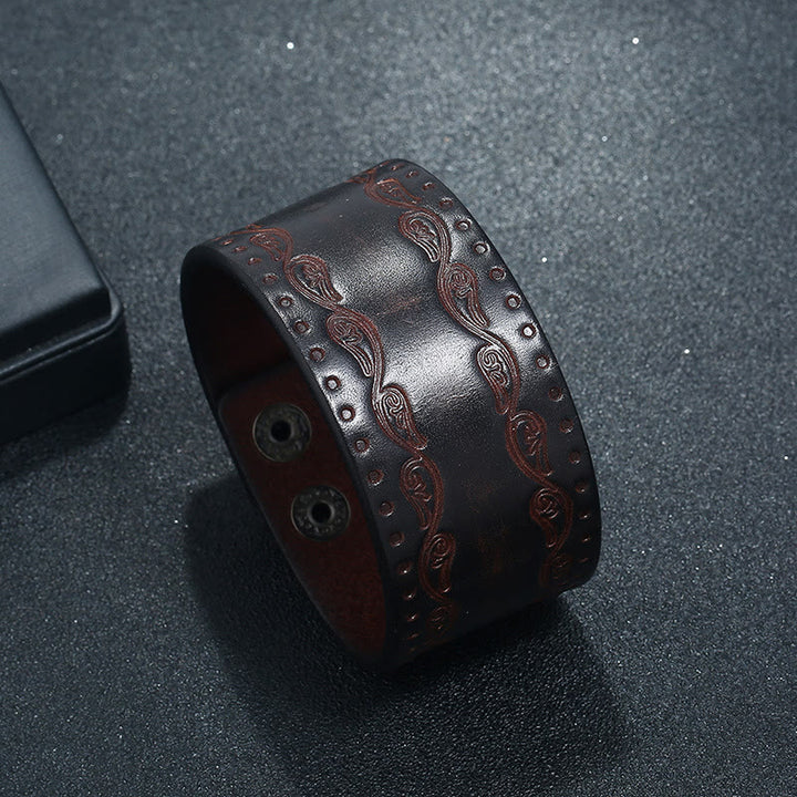 WorldNorse Nordic Totem Genuine Leather Bangle Bracelet - 23.5cm - image 0