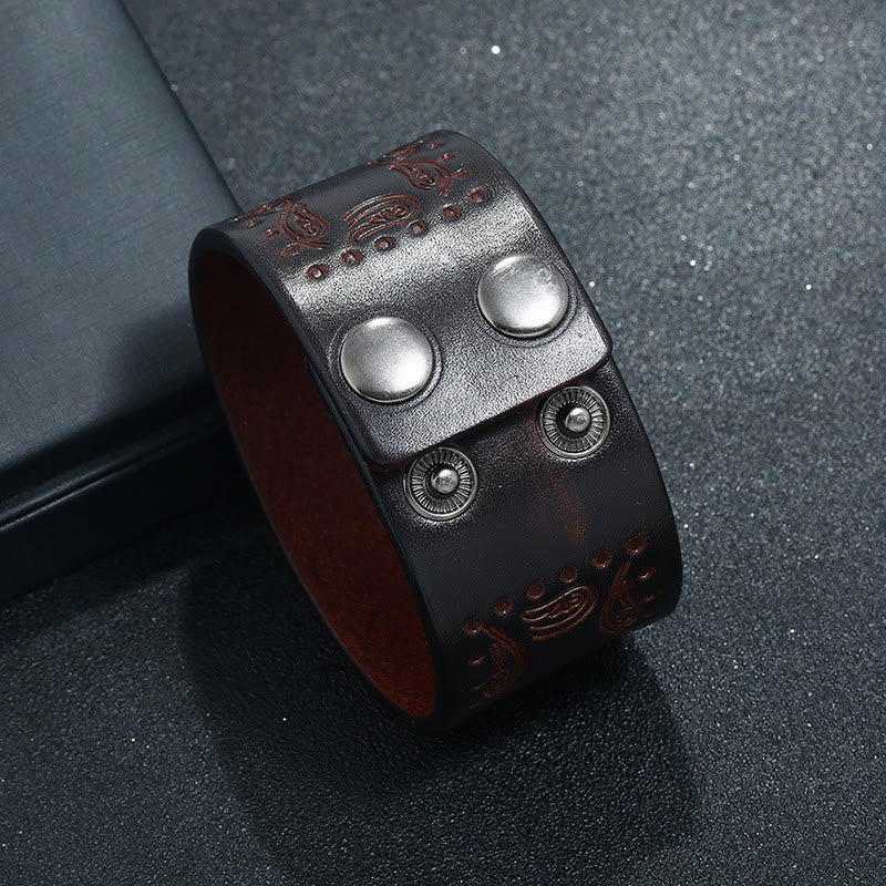 WorldNorse Nordic Totem Genuine Leather Bangle Bracelet - image 3