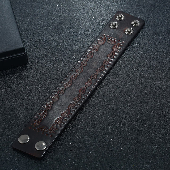 WorldNorse Nordic Totem Genuine Leather Bangle Bracelet - image 4