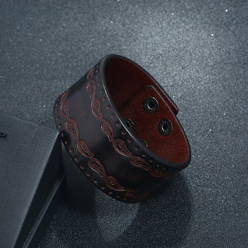 WorldNorse Nordic Totem Genuine Leather Bangle Bracelet - image 2