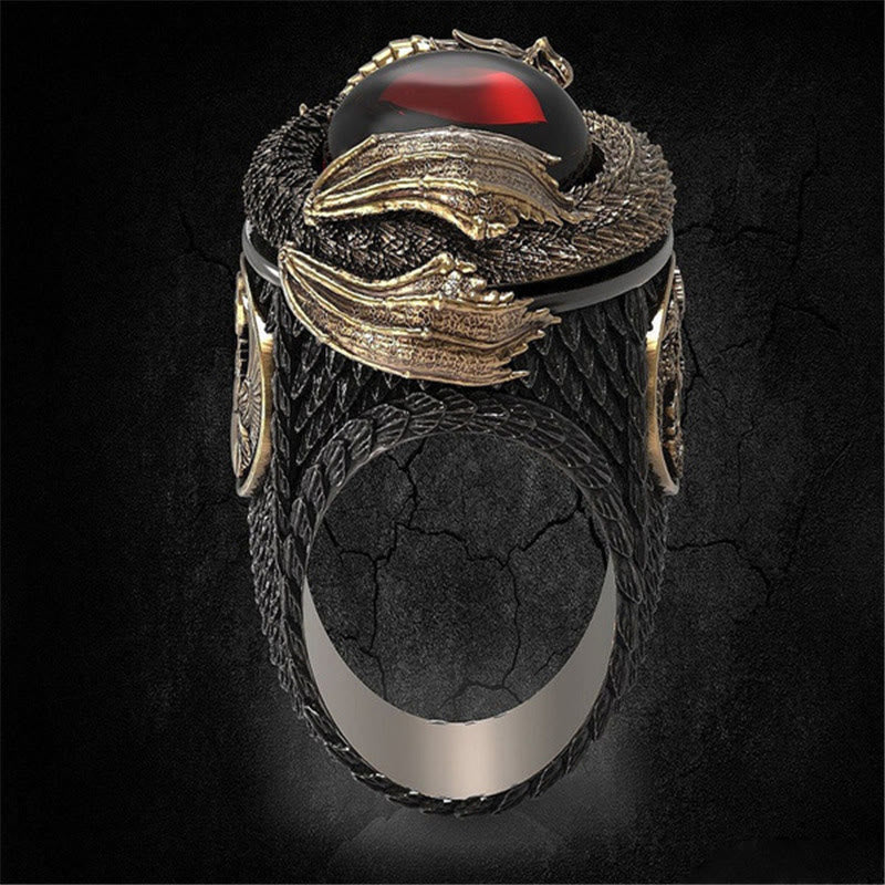 WorldNorse Viking Dragon Snake Jormungandr Inlaid Gem Ring - image 3
