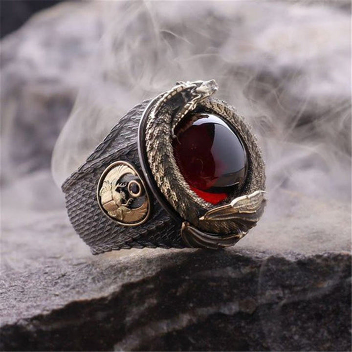 WorldNorse Viking Dragon Snake Jormungandr Inlaid Gem Ring - AU Size Z（US 13） - image 0