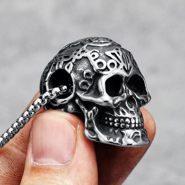 WorldNorse Engraved Skull Head Pendant Necklace - image 3