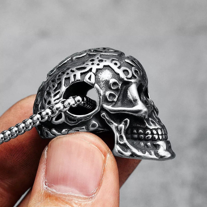 WorldNorse Engraved Skull Head Pendant Necklace - image 4