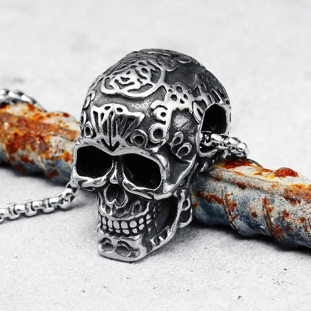 WorldNorse Engraved Skull Head Pendant Necklace - image 7