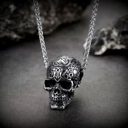 WorldNorse Engraved Skull Head Pendant Necklace - Skull Head - image 0