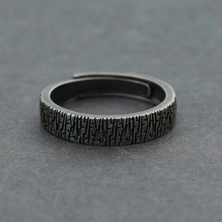 WorldNorse Retro Wood Grain Adjustable Stainless Steel Ring - Wood Grain - image 0