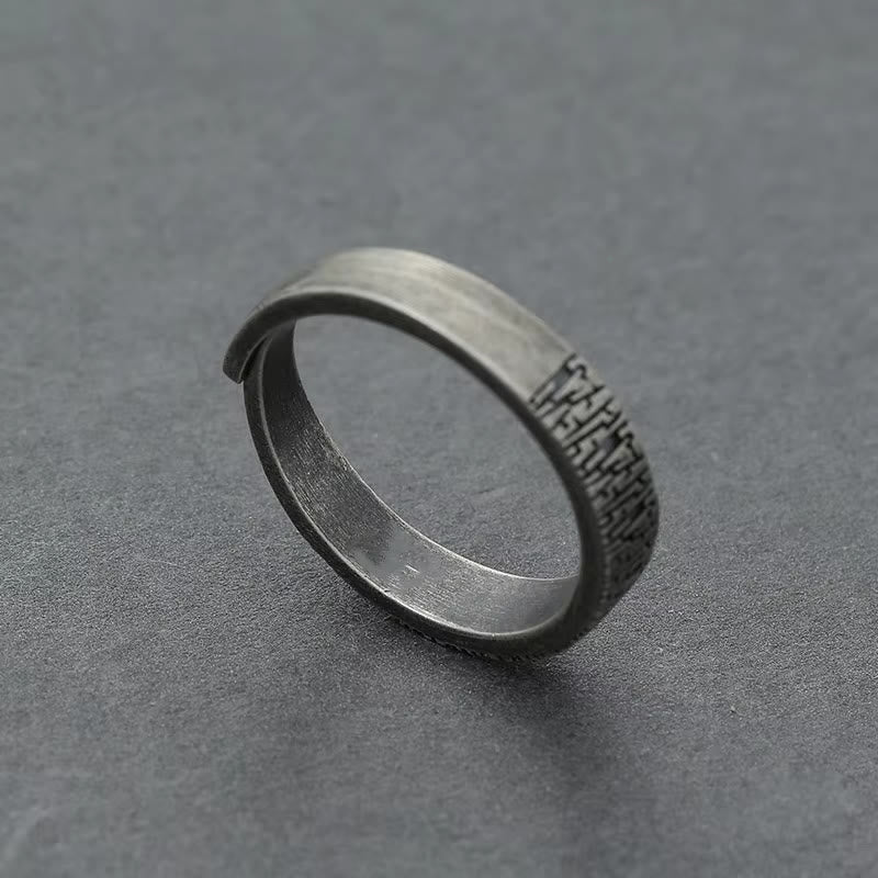 WorldNorse Retro Wood Grain Adjustable Stainless Steel Ring - image 4