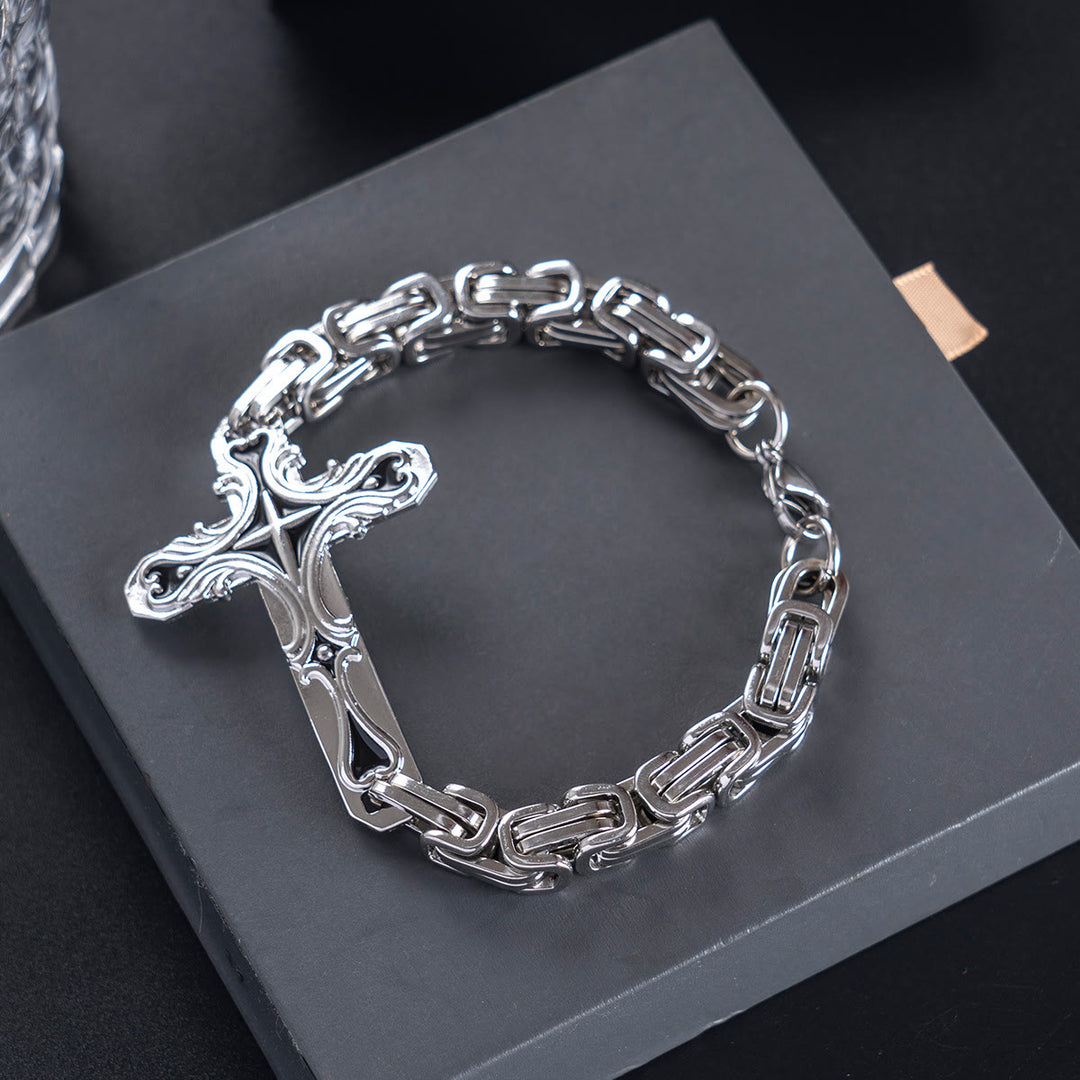 WorldNorse Byzantine Chain Cross Charm Bracelet - image 2