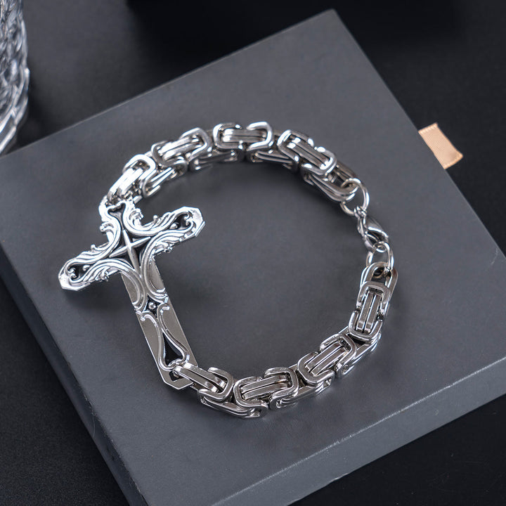 WorldNorse Byzantine Chain Cross Charm Bracelet - image 2