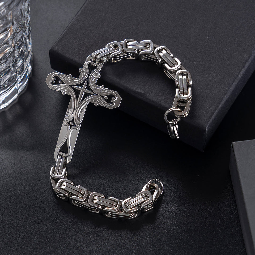 WorldNorse Byzantine Chain Cross Charm Bracelet - image 3