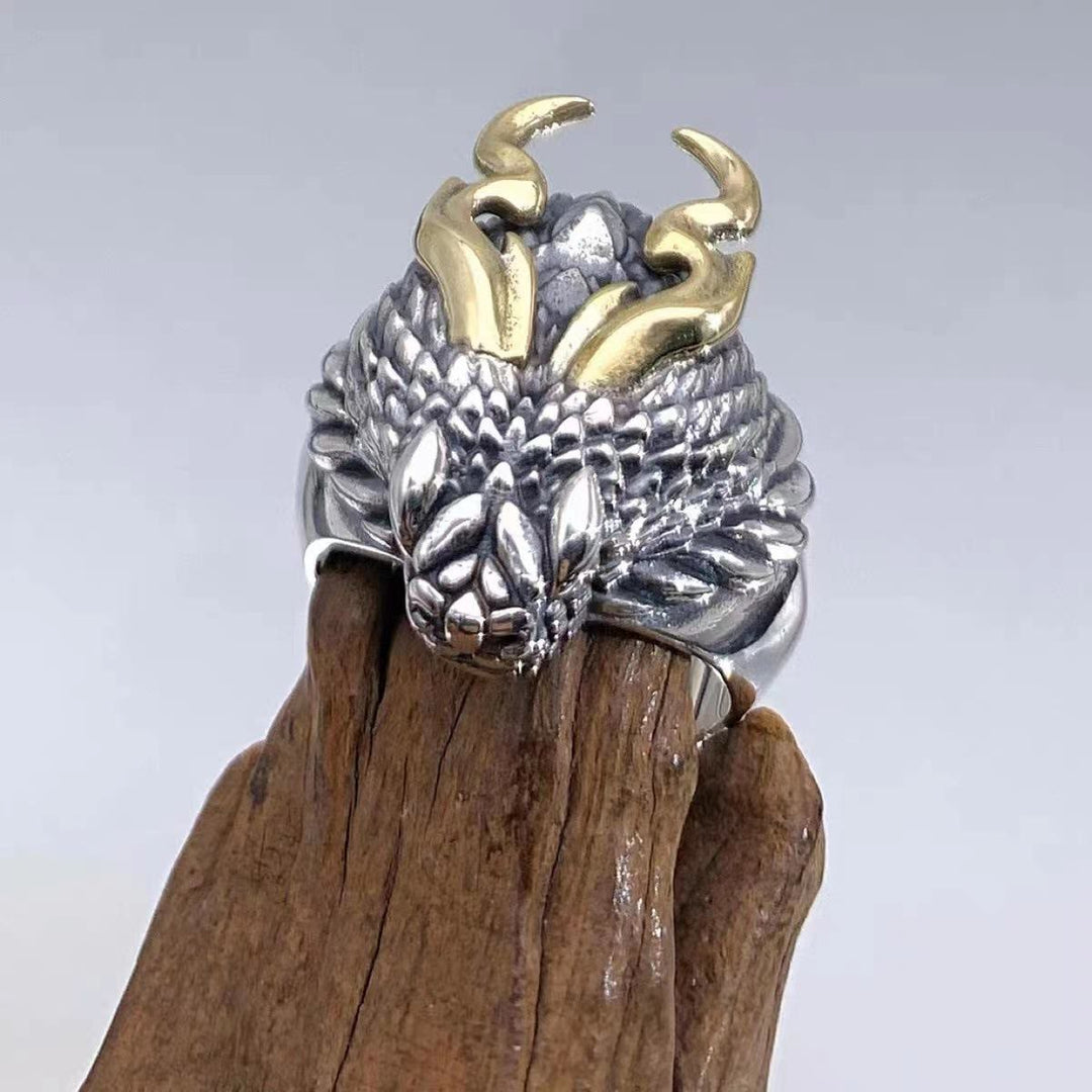 WorldNorse 3D Embossed Dragon Head Ring - image 4