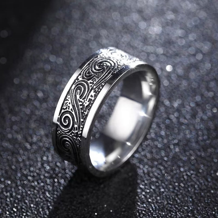 WorldNorse Retro Engraved Stainless Steel Band Ring - Style A - AU Size Z（US 13） - image 0