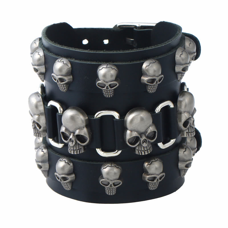 WorldNorse Gothic Skull Head Leather Cuff Bracelet - image 7