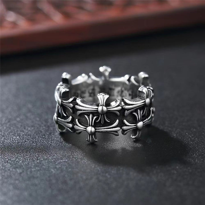 WorldNorse Gothic Double Cross Ring - Adjustable - image 0