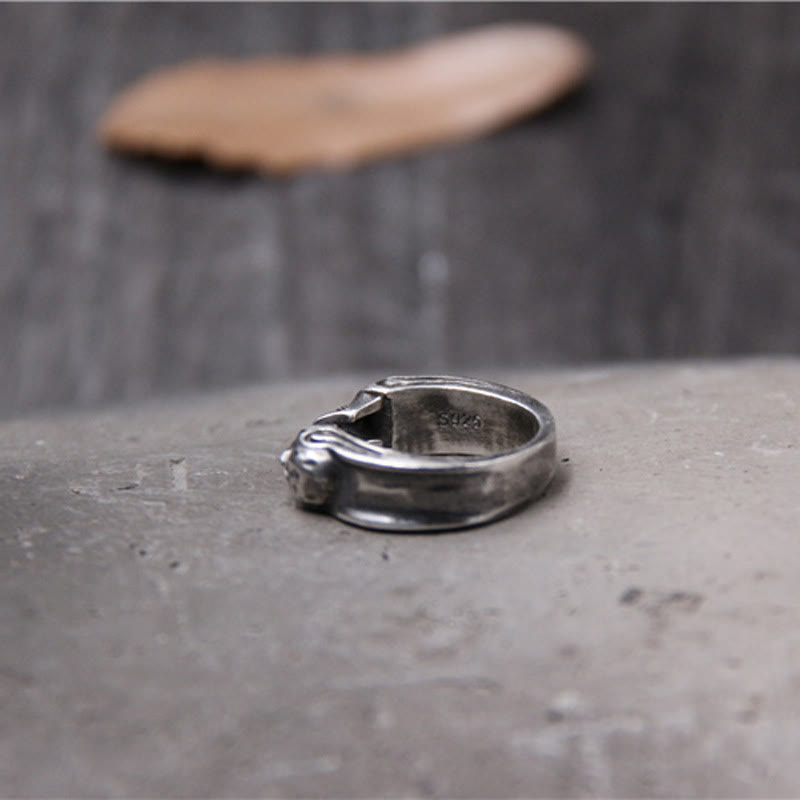 WorldNorse Punk Double Skull Head Open Ring - image 5