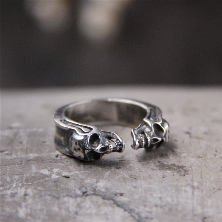 WorldNorse Punk Double Skull Head Open Ring - Ring - image 0