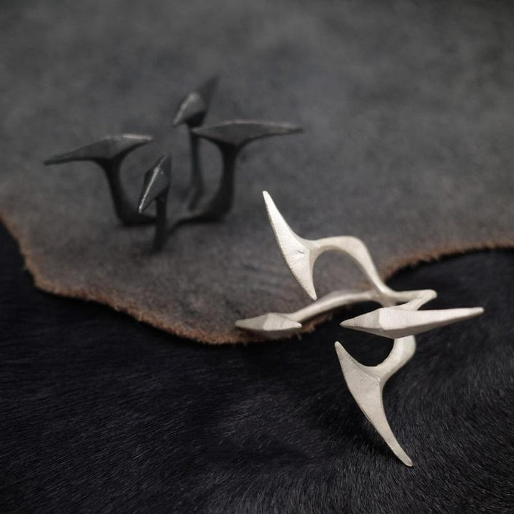 WorldNorse Cyberpunk Quadrangle Spiked Ring - image 0