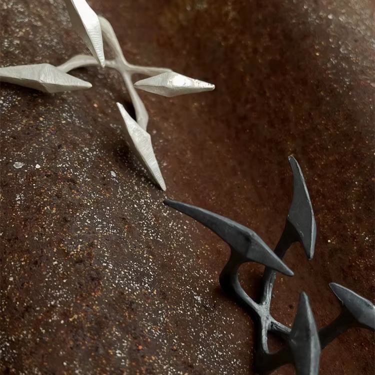 WorldNorse Cyberpunk Quadrangle Spiked Ring - image 4