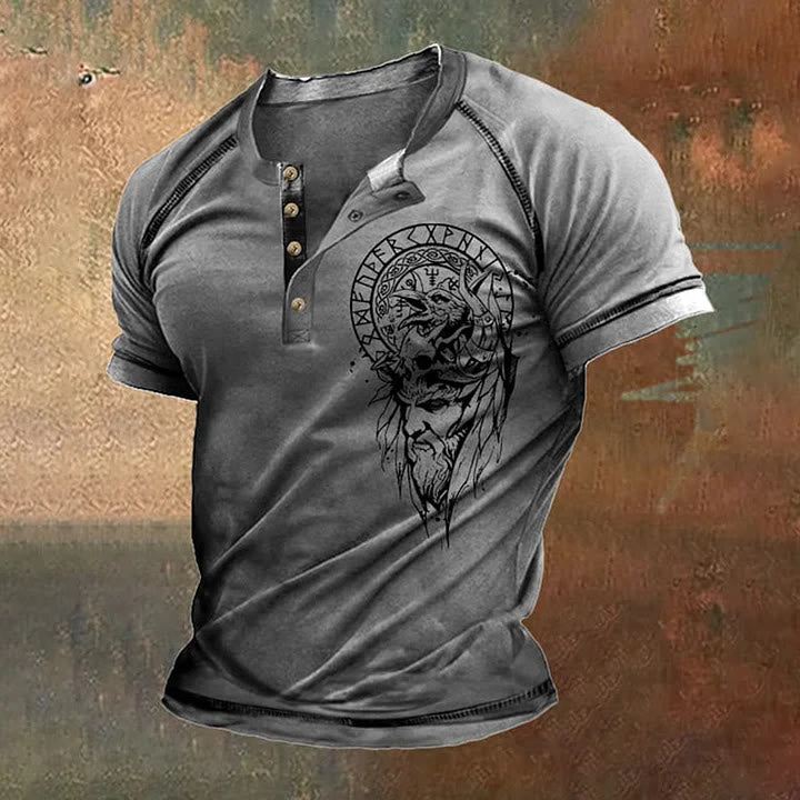 WorldNorse Vintage Contrast Vikings T-Shirt - Gray - US/UK/AU50，EU60 (5XL) - image 2