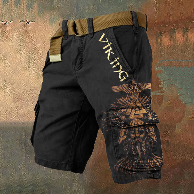 WorldNorse Viking Raven Valknut Yggdrasil Cargo Shorts - US/UK/AU50，EU60 (5XL) - image 0