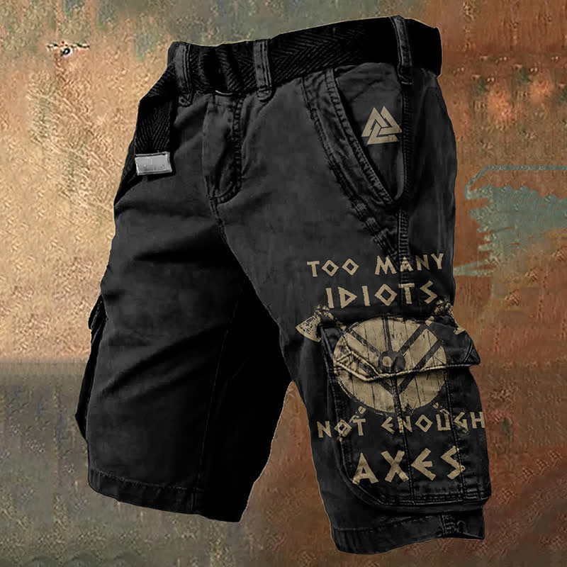 WorldNorse Viking Axe Rune Cargo Shorts - US/UK/AU50，EU60 (5XL) - image 1