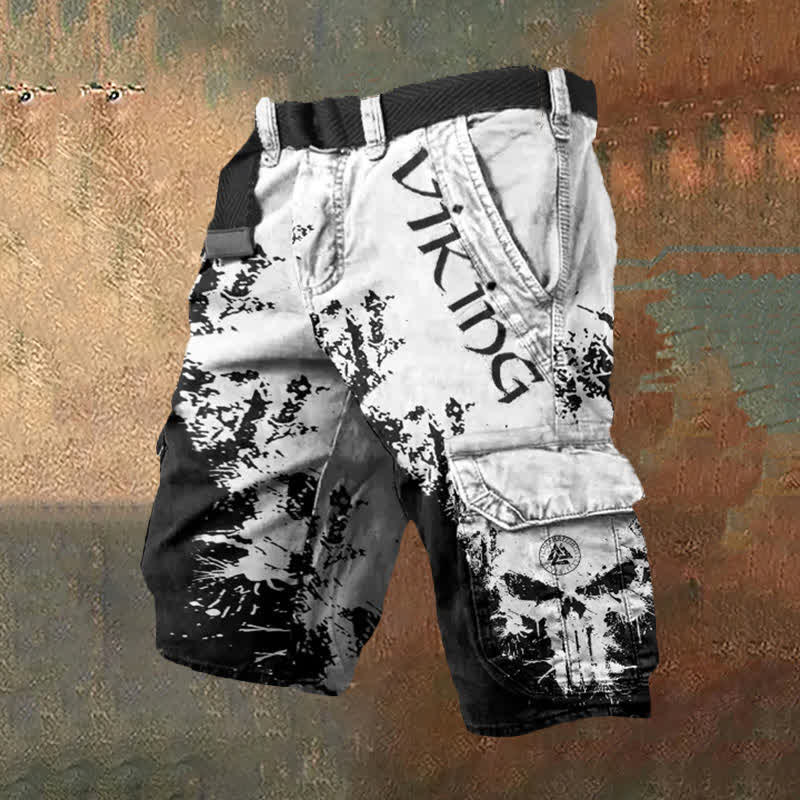 WorldNorse Viking Valknut Cargo Shorts - White Black - US/UK/AU50，EU60 (5XL) - image 0