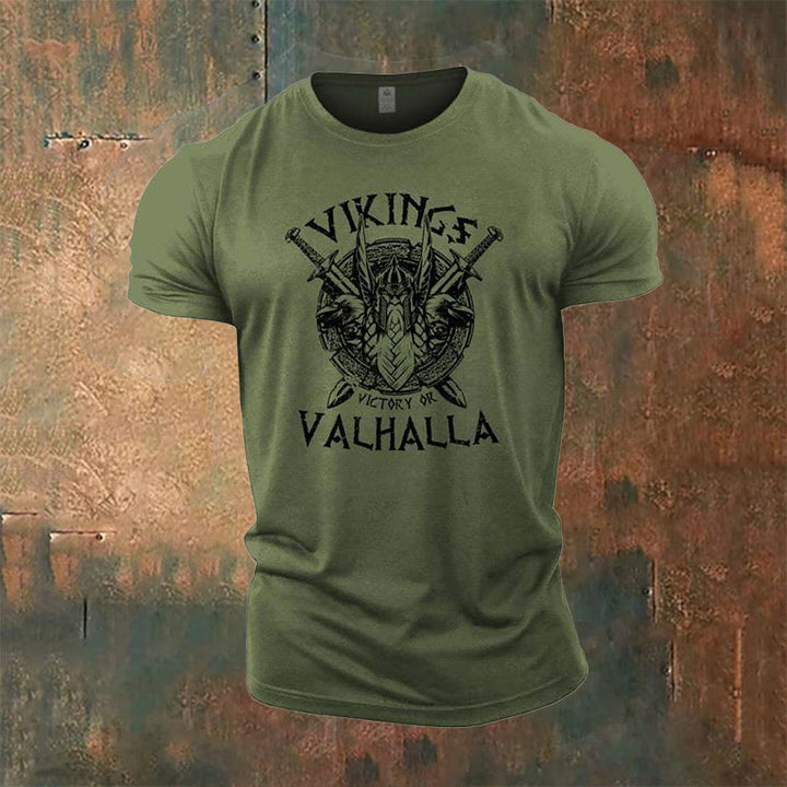 WorldNorse Victory or Valhalla Shield T-Shirt - Green - US/UK/AU50，EU60 (5XL) - image 2
