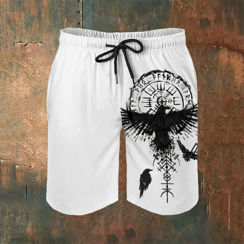 WorldNorse Viking Vegvisir Valknut Raven Casual Shorts - US/UK/AU54，EU64 (7XL) - image 1