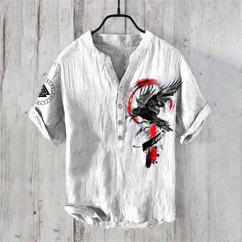 WorldNorse Viking Raven Valknut Rune Casual Shirt - US/UK/AU50，EU60 (5XL) - image 0