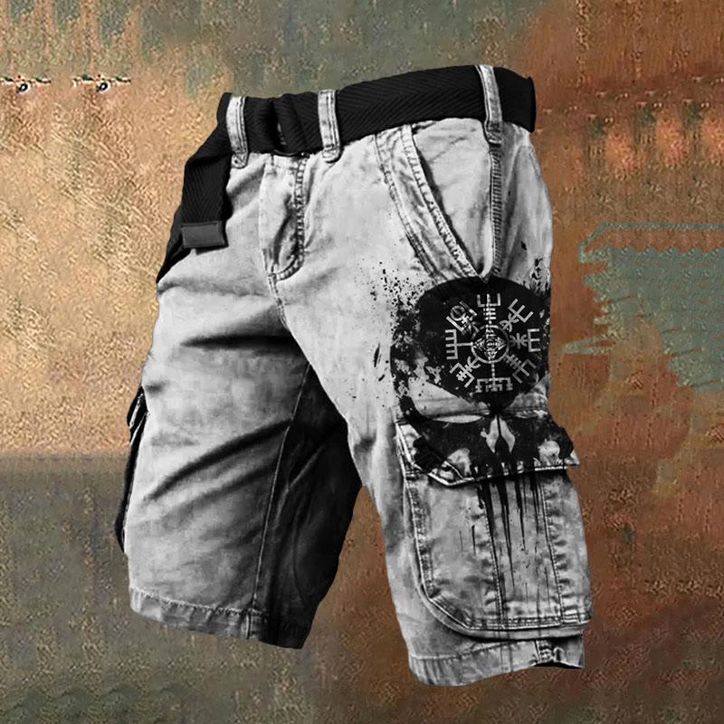 WorldNorse Viking Compass Skull Cargo Shorts - US/UK/AU50，EU60 (5XL) - image 1