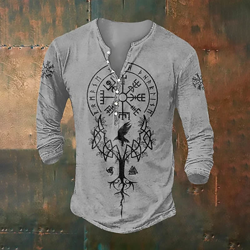 WorldNorse Viking Tribal Celtic Button Long Sleeve T-shirt