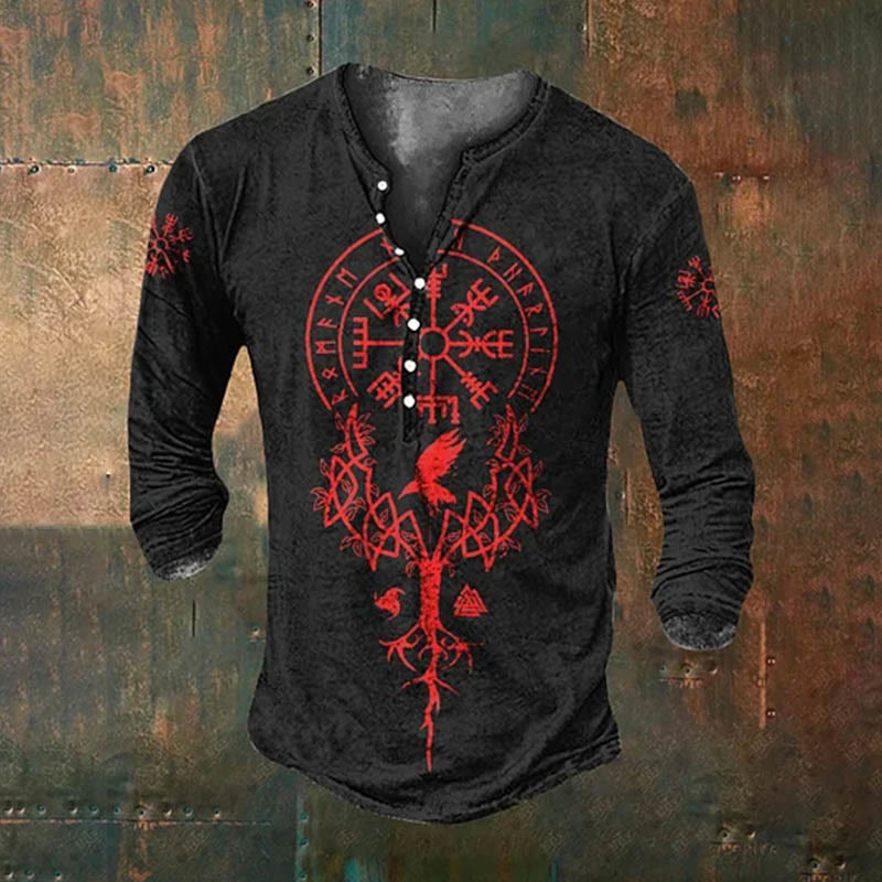 WorldNorse Viking Tribal Celtic Button Long Sleeve T-shirt