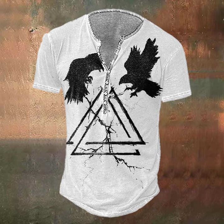 WorldNorse Viking Valknut Raven Print T-Shirt