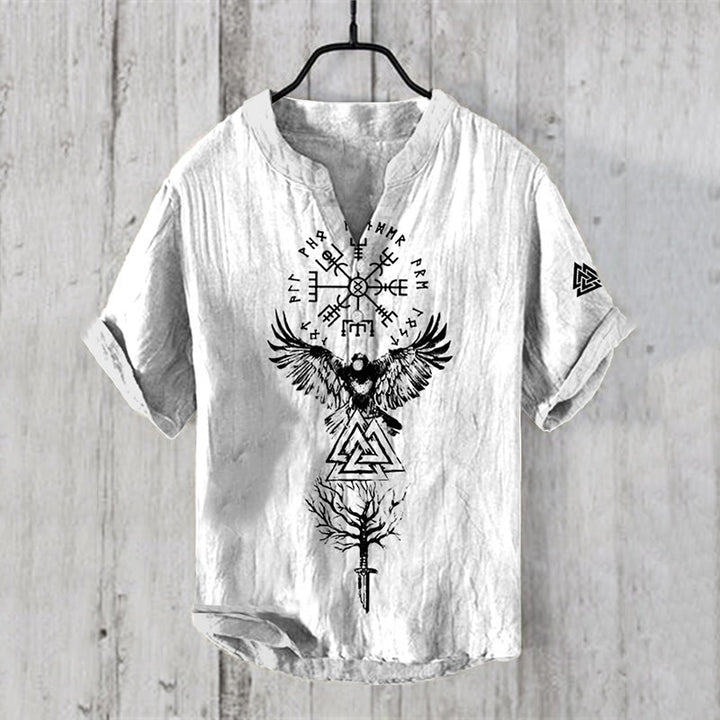 WorldNorse Viking Vegvisir Valknut Yggdrasil Raven Casual Shirt