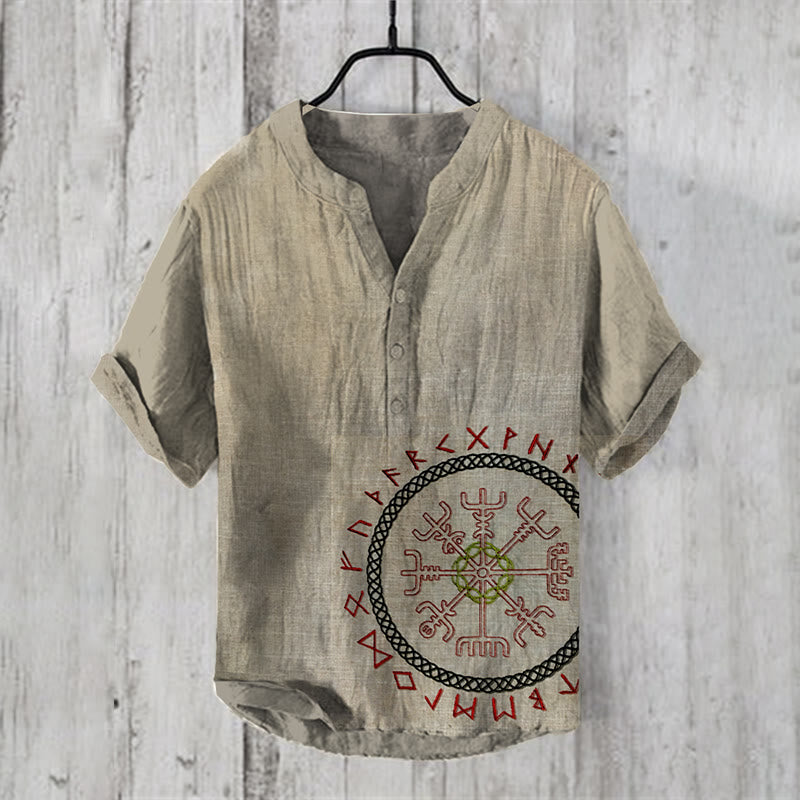 WorldNorse Viking Vegvisir Rune Celtic Knot Casual Shirt - US/UK/AU50，EU60 (5XL) - image 0