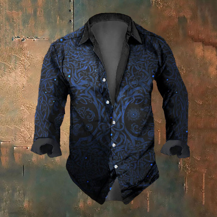 WorldNorse Viking Vintage Print Long Sleeve Shirt