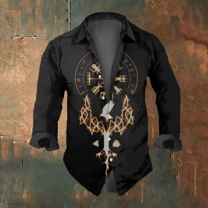 WorldNorse Viking Yggdrasil Vegvisir Rune Raven Valknut Long Sleeve Shirt