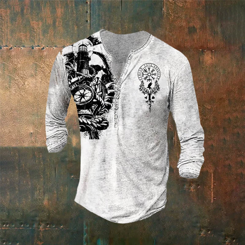 WorldNorse Valknut Yggdrasil Vegvisir Rune Triple Horn of Odin Long Sleeve T-Shirt
