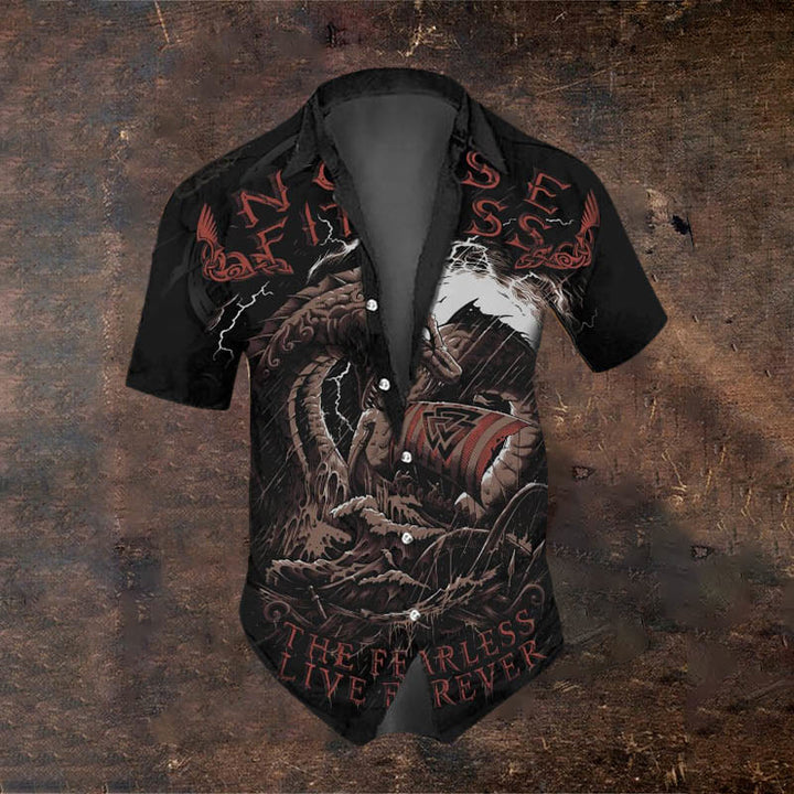 WorldNorse Norse Dragon Valknut Short Sleeve Shirt