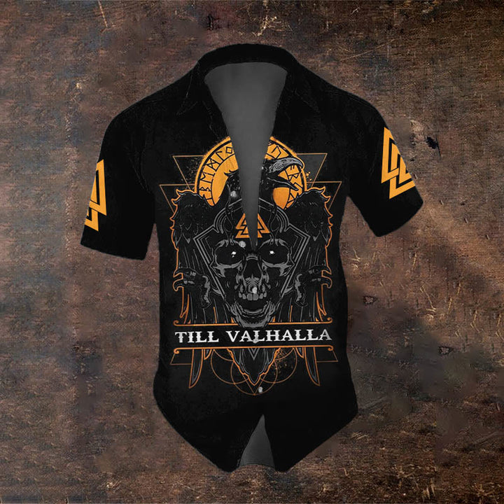 WorldNorse Skull Raven Till Valhalla Short Sleeve Shirt - US/UK/AU50，EU60 (5XL) - image 0