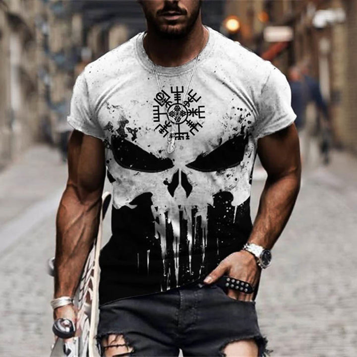 WorldNorse Valknut Vegvisir Skull Short T-Shirt