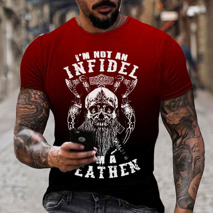 WorldNorse Valknut Viking Axe Mjolnir Skull Short T-Shirt