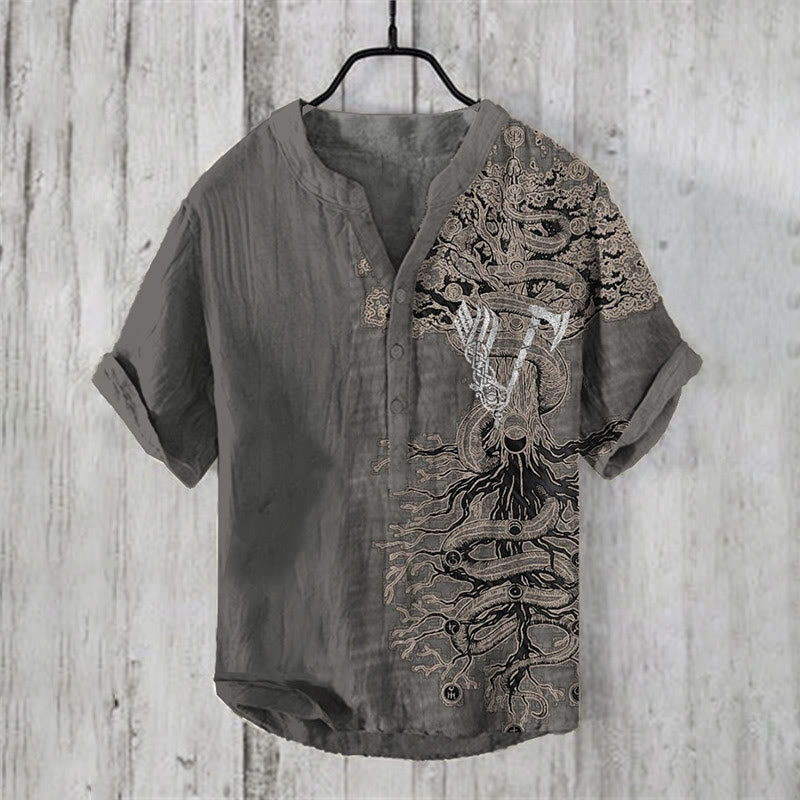 WorldNorse Tree of Life Viking Axe Casual Shirt - US/UK/AU50，EU60 (5XL) - image 0