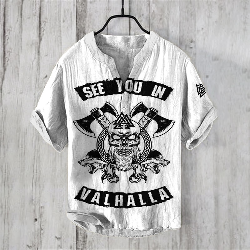 WorldNorse See You Valhalla Skull Casual Shirt