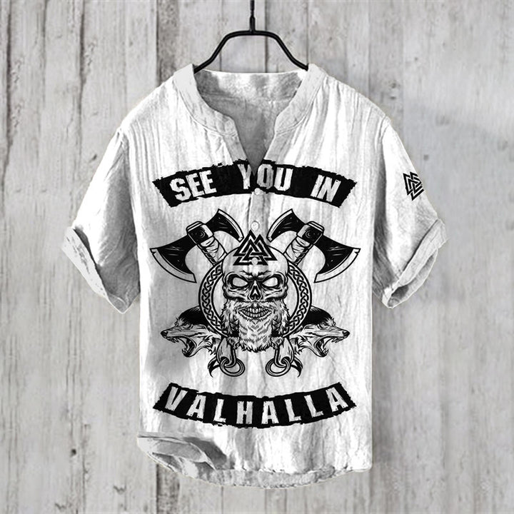 WorldNorse See You Valhalla Skull Casual Shirt