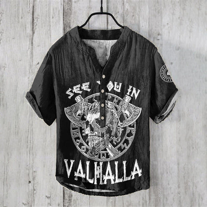 WorldNorse See You Valhalla Skull Casual Shirt